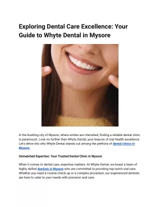 Exploring Dental Care Excellence_ Your Guide to Whyte Dental in Mysore