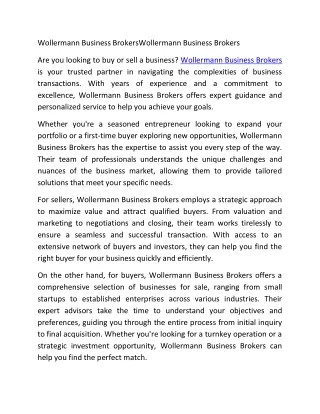 Wollermann Business Brokers