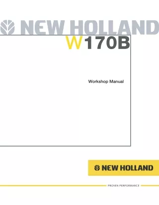 New Holland W170B Wheel Loader Service Repair Manual