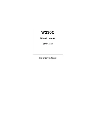 New Holland W230C Wheel Loader Service Repair Manual