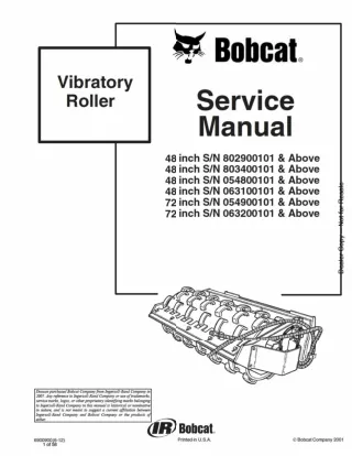 Bobcat 48 Inch Vibratory Roller Service Repair Manual SN 803400101 And Above