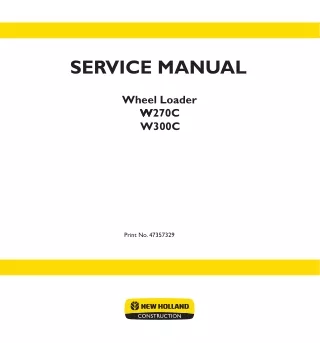 New Holland W300C Wheel Loader Service Repair Manual