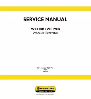 New Holland WE170B Wheeled Excavator Service Repair Manual