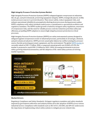 High-Integrity Pressure Protection System Market Meeting Regulatory Requirements