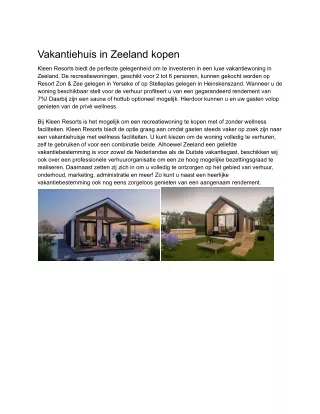 Vakantiehuis in Zeeland kopen