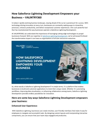 How Salesforce Lightning Development Empowers your Business