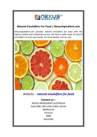 Natural Emulsifiers For Food  Nexusingredient.com