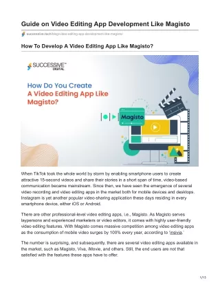 How To Develop A Video Editing App Like Magisto?