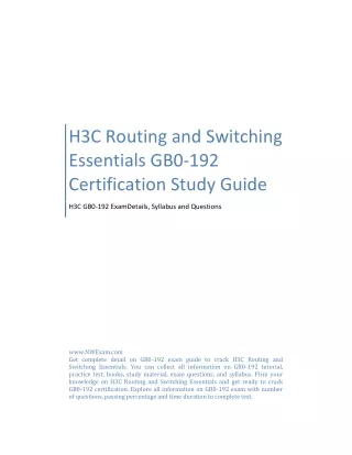 H3C Routing and Switching Essentials GB0-192 Certification Study Guide