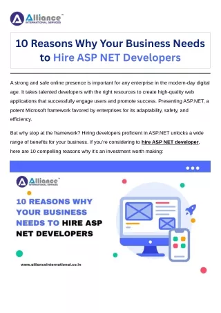 10 Reasons Why Your Business Needs to Hire ASP NET Developers