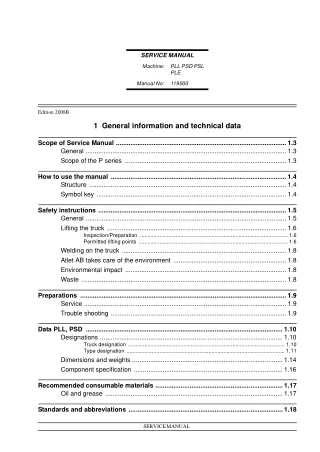 Nissan Forklift P-frame - PLL Series Service Repair Manual