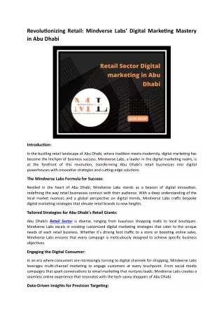 Retail Sector Digital Marketing in Abu Dhabi