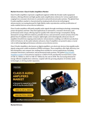 Class D Audio Amplifiers Market Understanding Market Segmentation