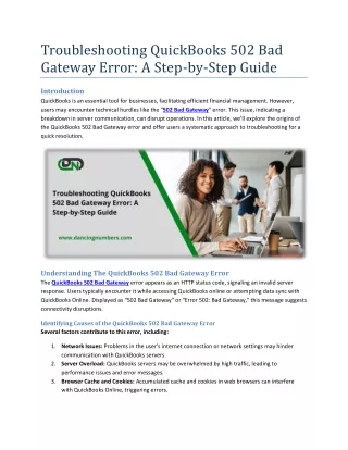Troubleshooting QuickBooks 502 Bad Gateway Error A Step-by-Step Guide