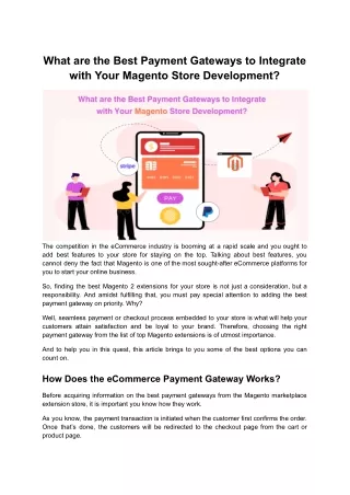 Enhance the Magento Store by using these Payment Gateway Extensions.