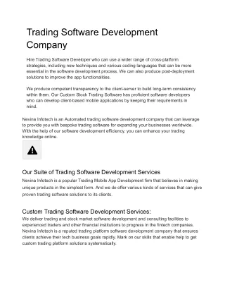 Trading Software Development Company