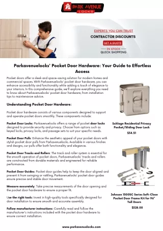 Parkavenuelocks' Pocket Door Hardware Your Guide to Effortless Access