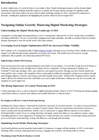 Strategic Digital Marketing for Berkshire Businesses: A 2024 Guide to Success