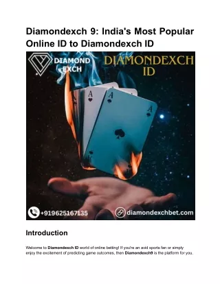 Diamondexch 9 All India's Most Trusted Online ID | Diamondexch  ID