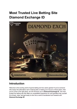 Diamond Exch is your First Step into the Online Betting world