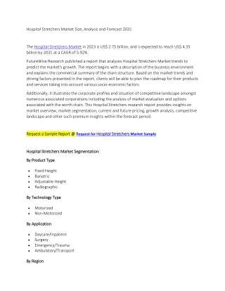 Hospital Stretchers Market Size, Analysis and Forecast 2031