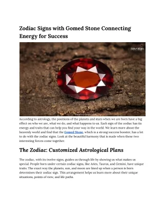 Zodiac Signs with Gomed Stone Connecting Energy for Success