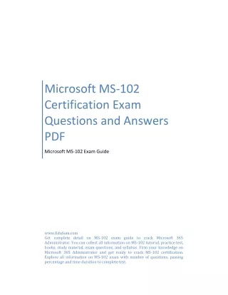 Microsoft MS-102 Certification Exam Questions and Answers PDF