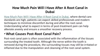 How Much Pain Will I Have After A Root Canal in Dubai