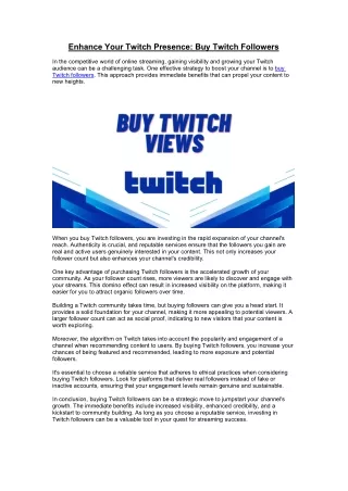 Enhance Your Twitch Presence- Buy Twitch Followers