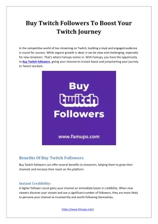 Buy Twitch Followers To Boost Your Twitch Journey