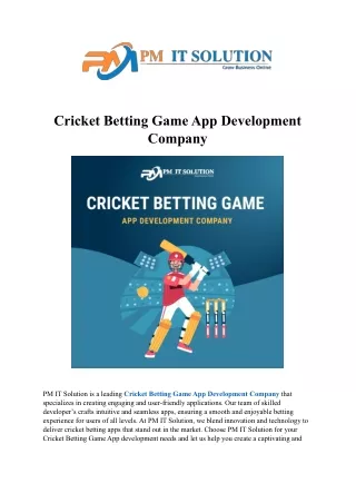 Cricket Betting Game App Development Company