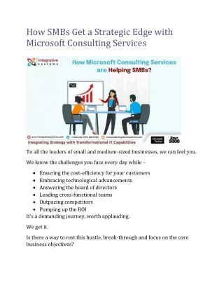 How SMBs Get a Strategic Edge with Microsoft Consulting Services?