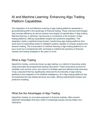 AI and Machine Learning: Enhancing Algo Trading Platform Capabilities