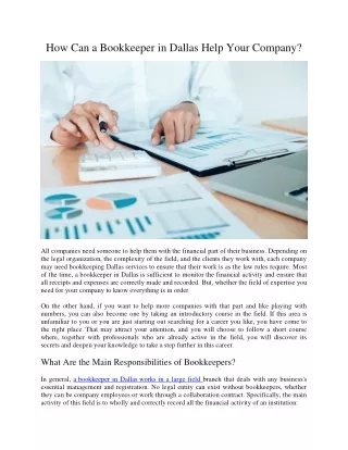 How Can a Bookkeeper in Dallas Help Your Company