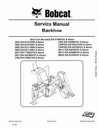 Bobcat 709 Backhoe Service Repair Manual SN A54M00101 AND Above