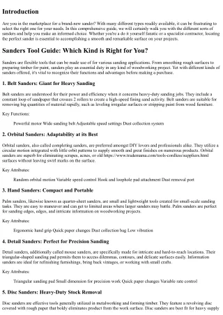 Sanders Tool Overview: Which Type is Right for You?