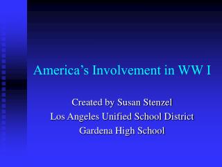 America’s Involvement in WW I