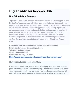 Buy TripAdvisor Reviews USA