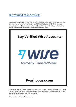 Buy Verified Wise Accounts