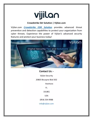 Crowdstrike Edr Solution Vijilan