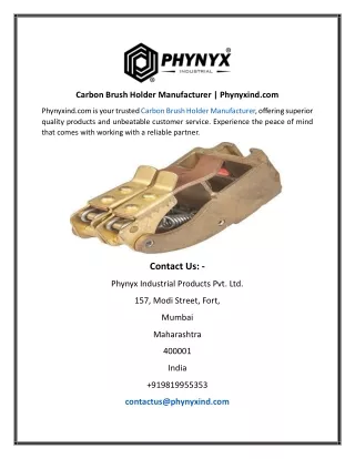 Carbon Brush Holder Manufacturer Phynyxind.com