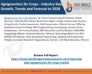 Agrigenomics for Crops Market – Industry Trends and Forecast to 2028