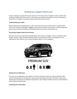 Booking Your Vaughan Airport Limo