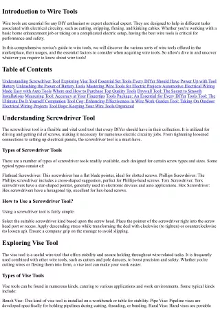 Wire Tools 101: An Extensive Beginner's Guide