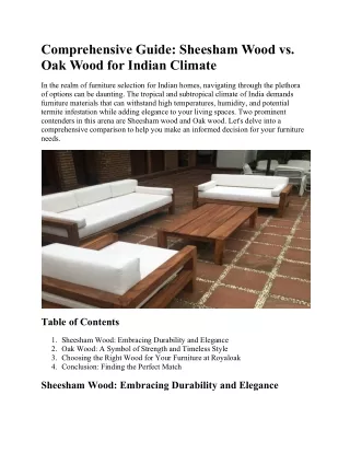 Comprehensive Guide - Sheesham Wood vs Oak Wood for Indian Climate