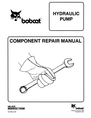 Bobcat 1600 Hydraulic Pump Component Service Repair Manual SN 11999 & Below