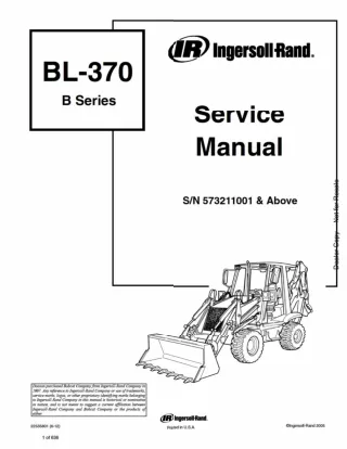 Bobcat BL370 Loader Backhoe Service Repair Manual SN 573211001 AND Above