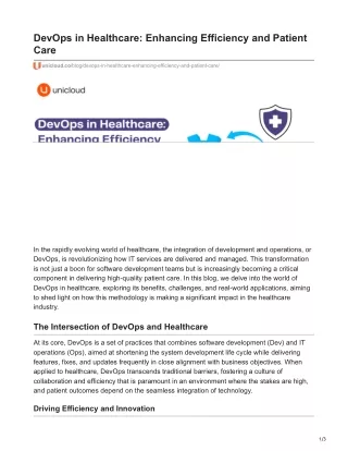 DevOps in Healthcare Enhancing Efficiency and Patient Care