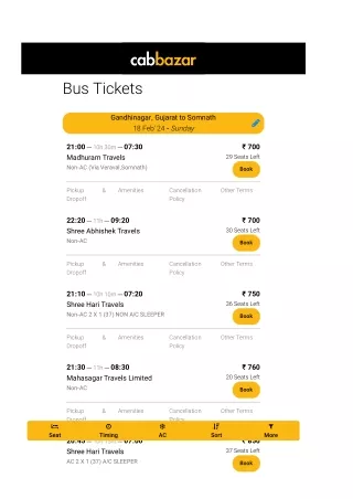 Gandhinagar to Somnath Bus Price | Gandhinagar to Somnath Bus Ticket