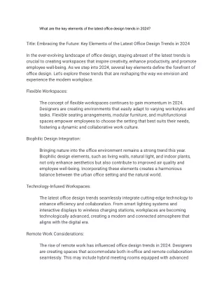 What are the key elements of the latest office design trends in 2024?